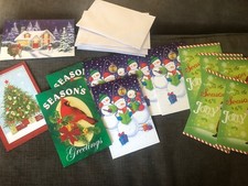 Christmas Cards Lot Of 13 Mixed New With Envelopes Cardinal Santa Snowman