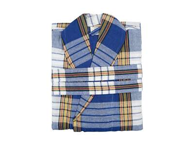 Hamam Bademantel Classic blau XXL mit Karomuster | für Sauna und Wellness