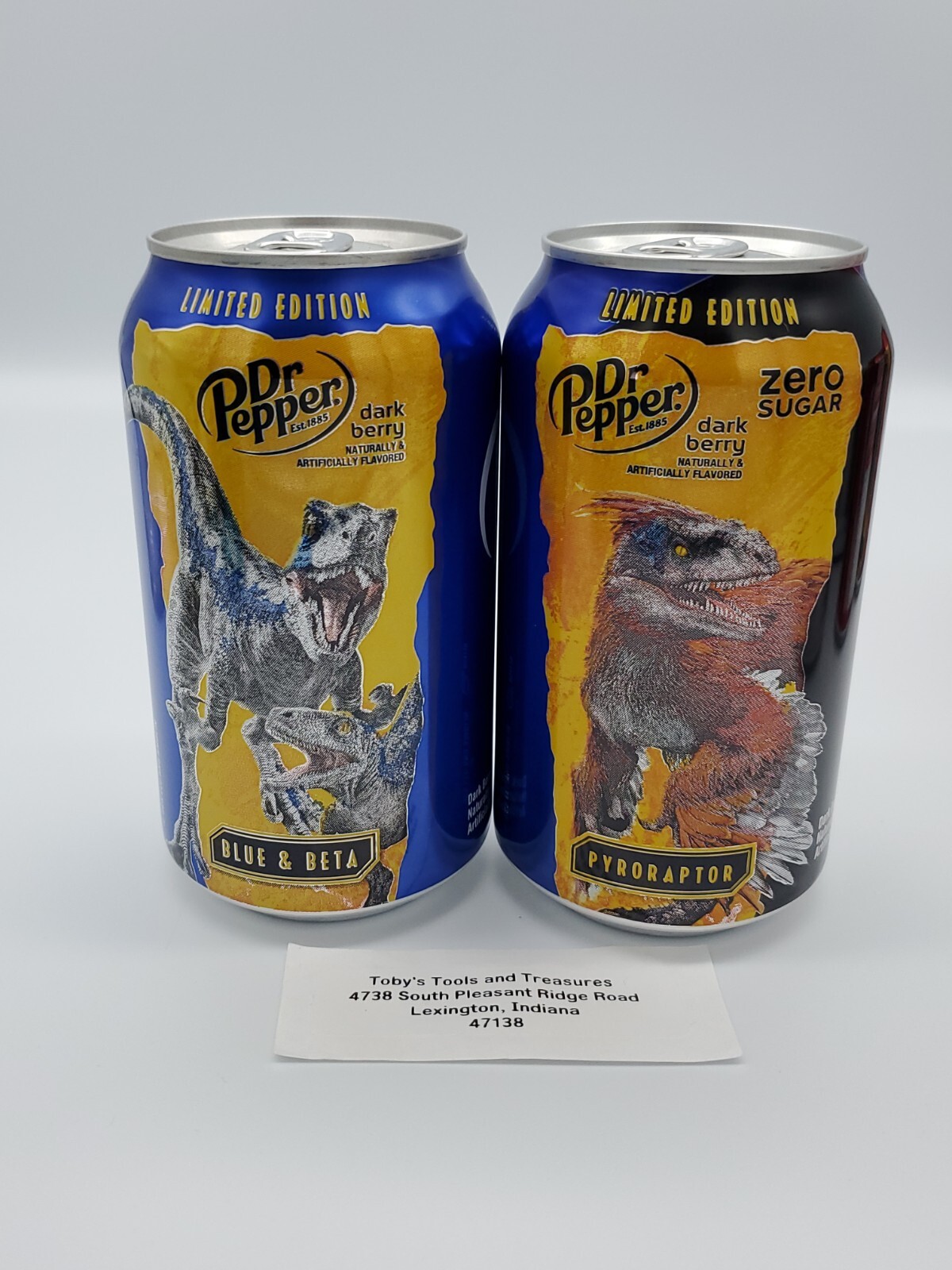 2022 FULL Dr Pepper DARK BERRY & ZERO SUGAR Cans Jurassic World