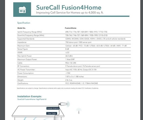 SURECALL FUSION4HOME 3.1 5-BAND ALL CELL PHONE SIGNAL BOOSTER 4G 5G, NO ANTENNA - Picture 2 of 6