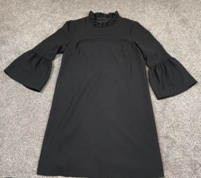 J Crew Dress Womens 6 Black Ruffled Whimsigoth Goth Dark Academia Minimal LBD