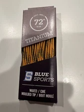 Blue sport Titanium, 72” Waxed Hockey Laces, Yellow/Black, Molded Tip, Free Ship