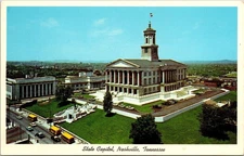 State Capitol Building Aerial View Downtown Nashville Tennessee Chrome Postcard