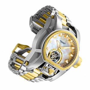 Authentic Invicta Reserve Bolt Magnum Tourbillon Dual Mvt Two-tone Gold Plated MOP Watch