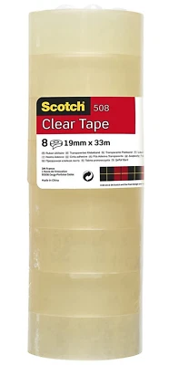 Scotch Ruban Adhésif Transparent 8 Rouleaux 19mmx33m pour Ecole Maison Bureau