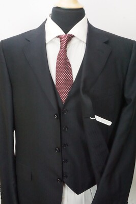 Canali Brown Label Dark Blue Jacquard Striped Pc Suit Jacket