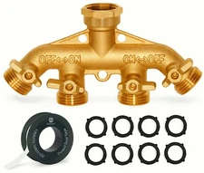 Morvat Heavy Duty Hexagonal Brass 4 Way Garden Hose Y Splitter