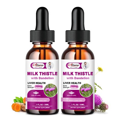 2Pack Milk Thistle Extract Drop Support Liver Cleanse Detox & Repair Supplement