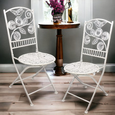 Balkonstühle 2er Set Metall Shabby Chic Gartenstühle Terrassenstühle weiß
