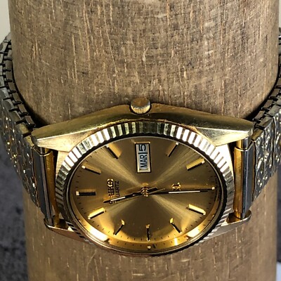 時計 SEIKO Automatic 23JEWELS VINTAGE Seiko 3E23 0A69 Gold Day / Date Watch New Battery