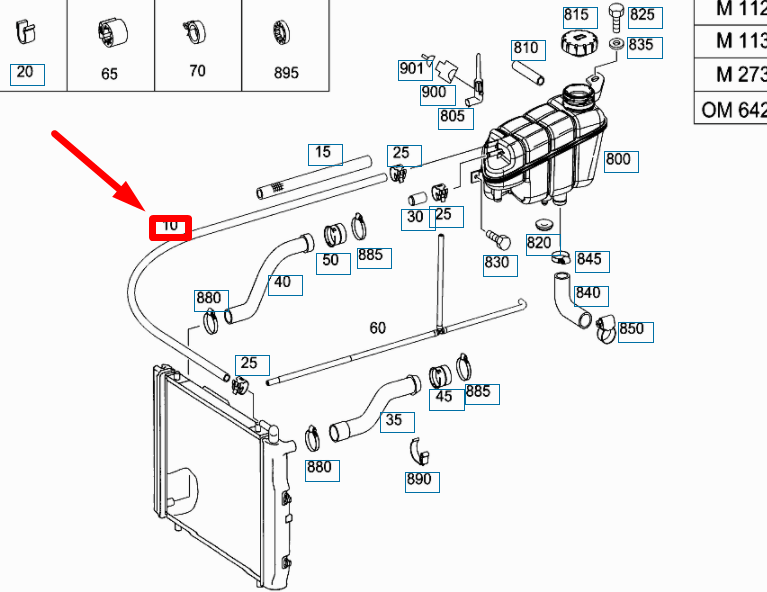 Neu MB G W463 Motorkühlmittel-Rückgewinnungstank-Entlüftungsschlauch A4635001688