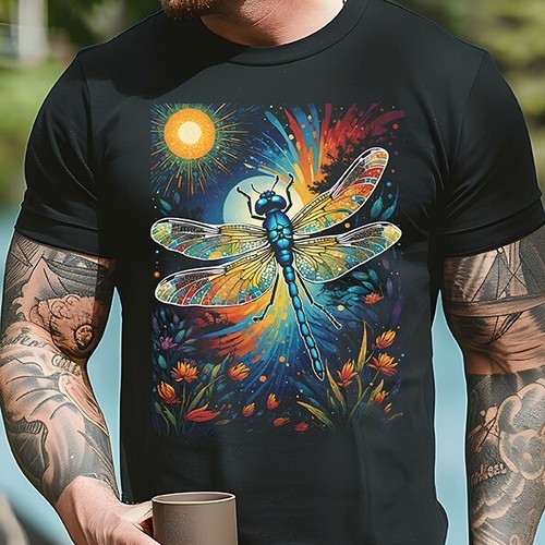 Elegant Dragonfly T-Shirt Tee Top Gift Idea for Nature Lover Beautiful Insect - Picture 6 of 12