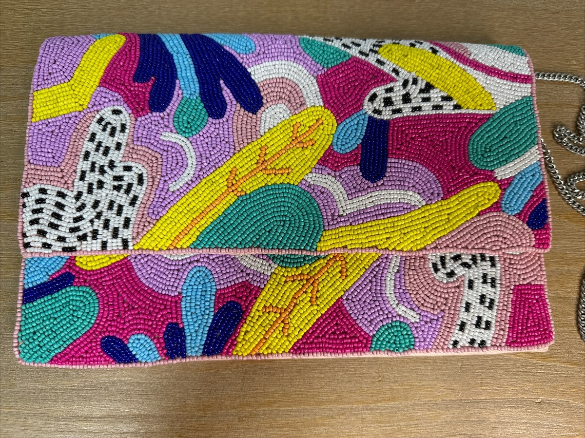 Red Dress Boutique Fairy Tale Pink Multi Beaded Crossbody Bag