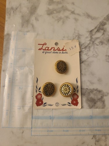 Vintage Metal 2 Piece Button Braided Wheel Mirror Back Self Shank 3/4" 3 Pack