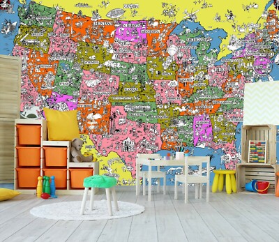 3D United States A606 World Map Wallpaper Wall Mural Removable Self-adhesive Amy