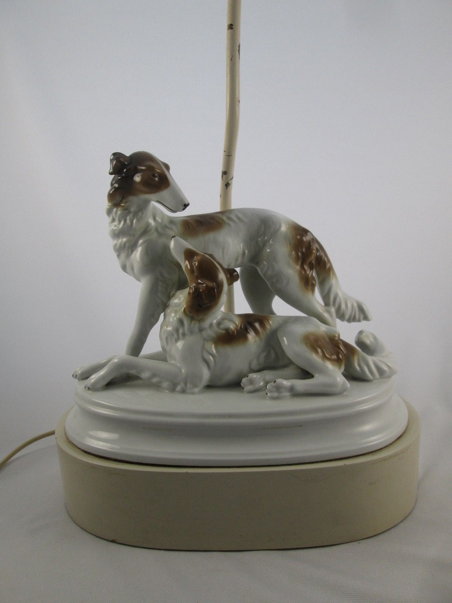 Vintage Russian Borzoi Porcelain Bavaria Dog Figurine Lamp Paul