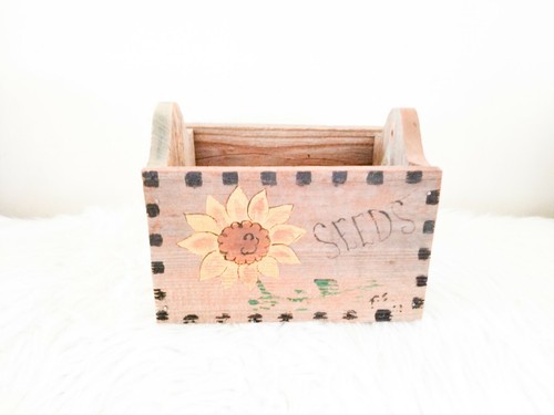 Rustic Wooden Box Great For Farmhouse decor sunflower theme great outdoor decor