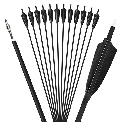28" 30" 31" Carbon Arrows Archery SP500 4" Turkey Feather Broadhead Bow Hunting - Picture 9 of 22
