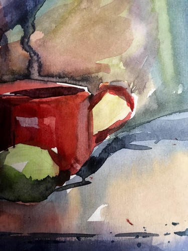 Watercolor Painting Breakfast Unknown Artist Unframed Original Art nAAA2781 - Picture 10 of 13