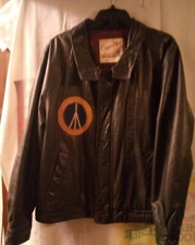 Leather Jacket W/ Eagle Flag Back Nice Xl Liner Has Some Wear See Photos Descr