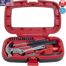 15-Piece Household Tool Set W/ Plastic Carrying Case Home Office Repairs New