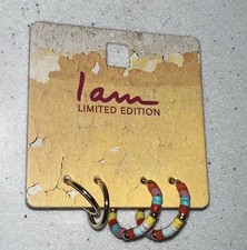 I AM   Set Of 2 Small Hoop EARRINGS New