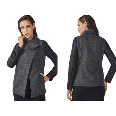 Fabletics NWT Milano Coat Tunnel Vision Black Gray Size XXL Fleece Faux Leather
