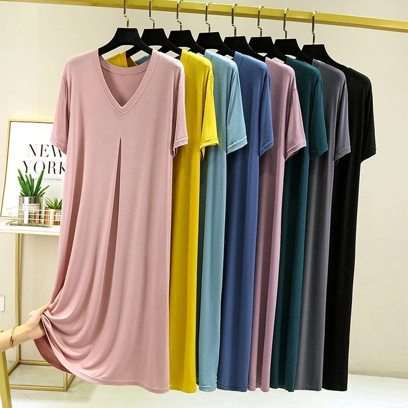 Women Short Sleeve Nightshirt Sleep Shirt Tee Pajama Top Dress T-Shirt Nightgown - Image 2 of 4