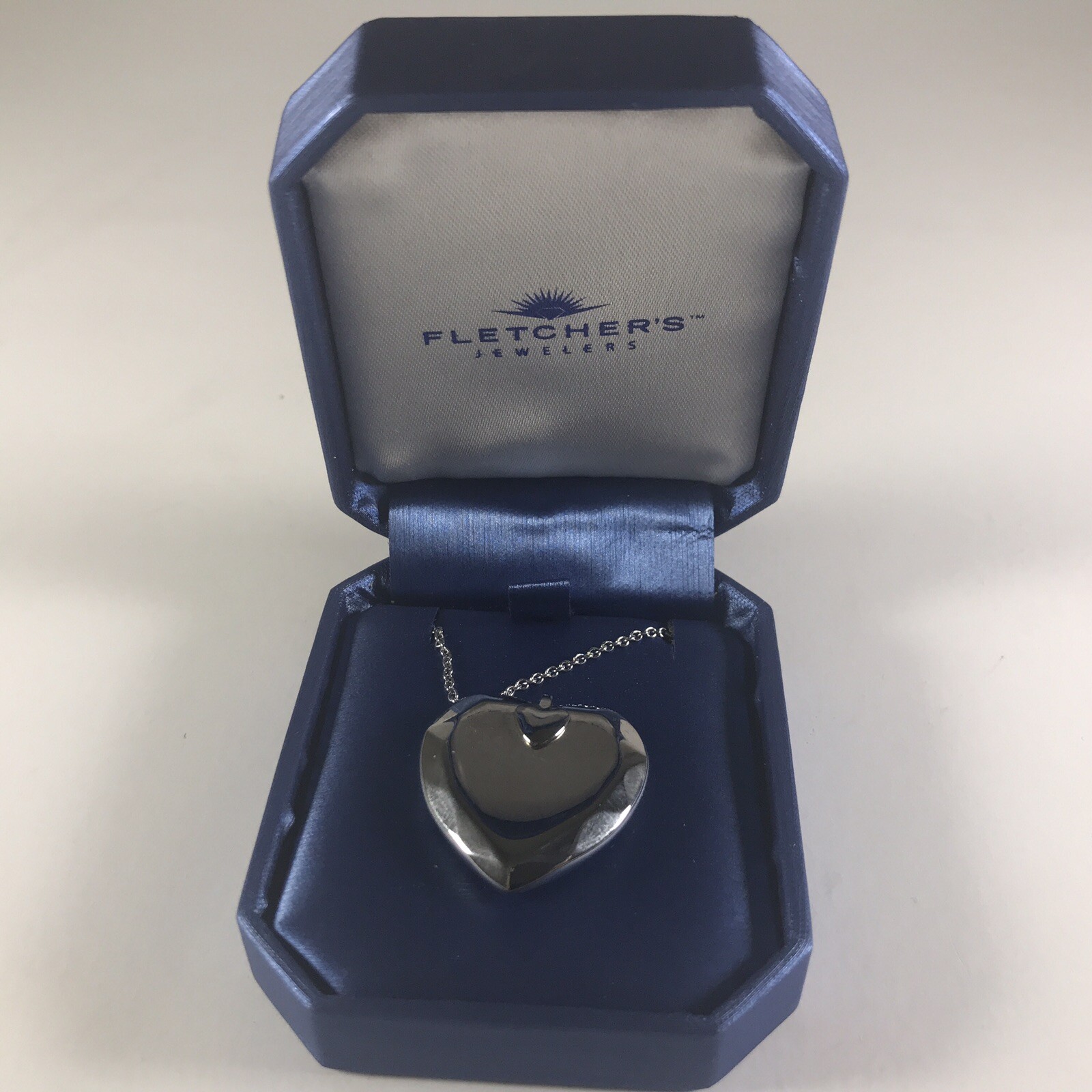 Silver Tone Heart Necklace 18" New in Box from Fletcher's Jewelers