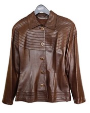 Loewe Women's Fitted Leather Jacket In Brown Size 44