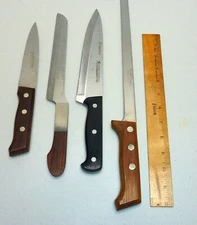 JA Henckels Pro, Cuisine, Wood Handles Japan  Vtg.   4 High Quality Knives