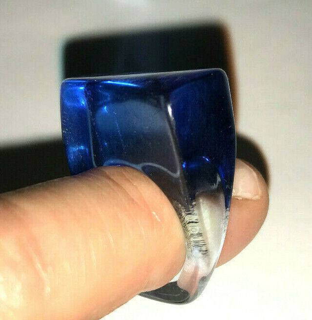Vintage Ladies'  Small Blue Lucite Ring Hippie 19… - image 9