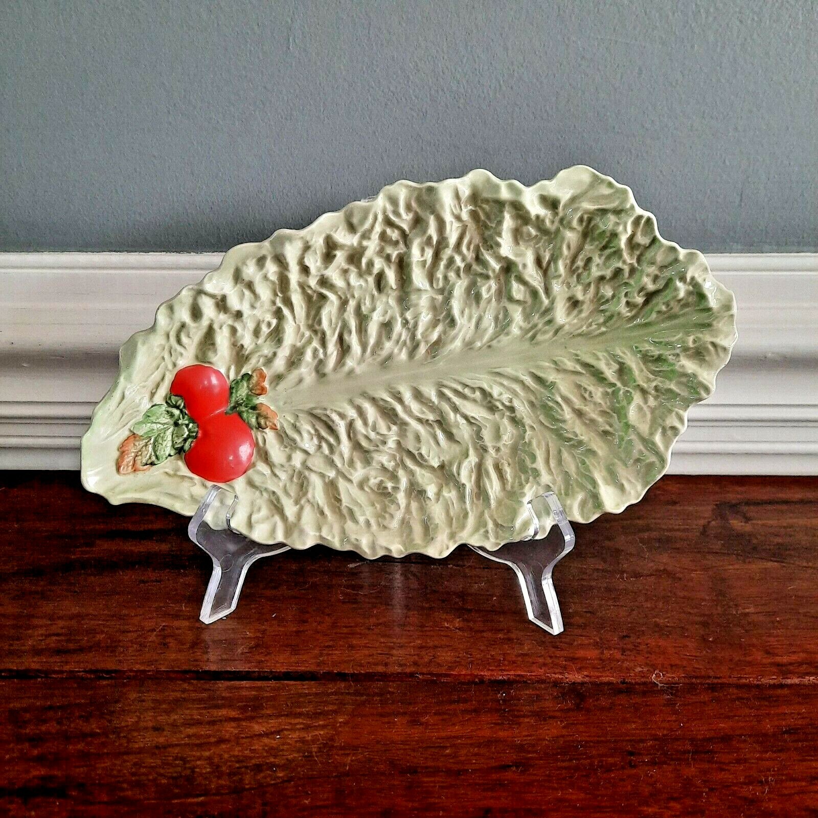 Vintage Carlton Ware Green & Red Ceramic Lettuce Leaf & Tomato Dish