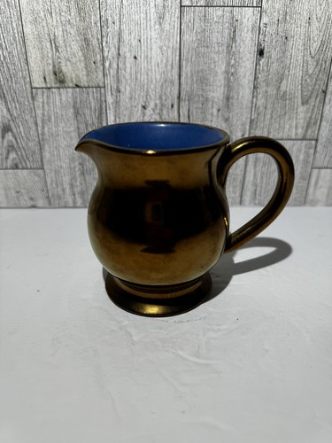 Vintage Creigiau Pottery Wales Welsh Copper Blue Milk Jug Creamer Pitcher - Picture 2 of 5
