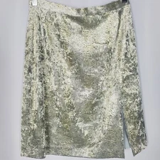 Vtg Rina Rossi Skirt Womens S Silver Crushed Velvet Snakeskin Mini Y2K Party