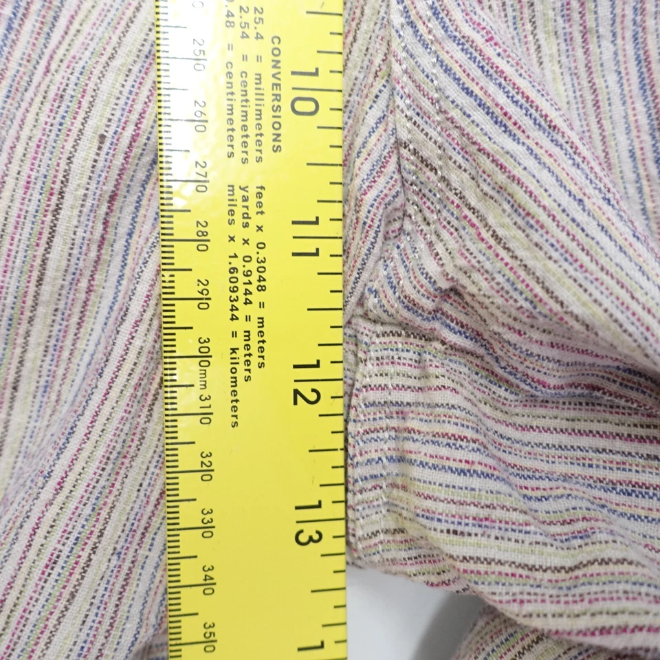 Pantalones Sag Harbor para mujer talla 30 multicolor a rayas lino tiro alto bolsillos cortados Foto 3 de 4