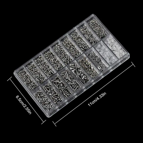 1200x Micro Screw Nuts Set M1 M1.2-M2.5 Glasses Screw For Glasses/Watches - Picture 3 of 7