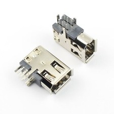 5Pcs USB 6 Pin Female Firewire Right Angle Socket Connector 90 Degree IEEE 1394