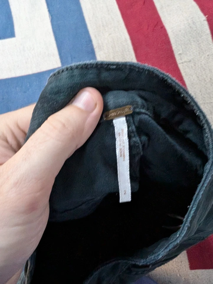 Free People Camo Denim Black Shorts Size 2 Floral Embroidery - Image 3 of 4