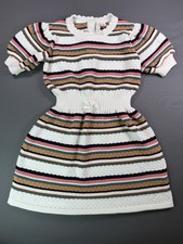 Janie and Jack striped puff-sleeve sweater dress in a multicolored textured knit