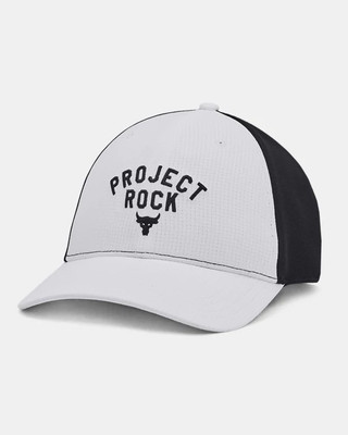 Men's Under Armour Project Rock Trucker Black White Snapback Cap