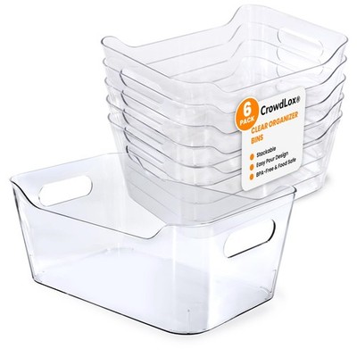 6 Pack Clear Plastic Storage Bins with Lids & Labels, Stackable Organizer Con...
