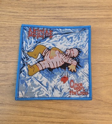 Deicide Ones Upon A Cross Blue Border Woven Patch 