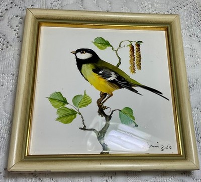 Vtg Porzellan ManufakturMunchen Koniger HandPaint Bird Fine Porcelain Wall Tile