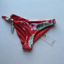 TiniBikini Swimwear Bottoms Pink Floral Print Side Tie Size Small