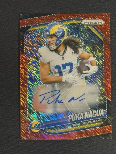 2025 Panini Prizm #205 Puka Nacua FOTL Exclusive Red Shimmer Auto /35 ! 🔥🔥