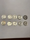 Lot of 10 Washington Silver Quarters 1935-1964
