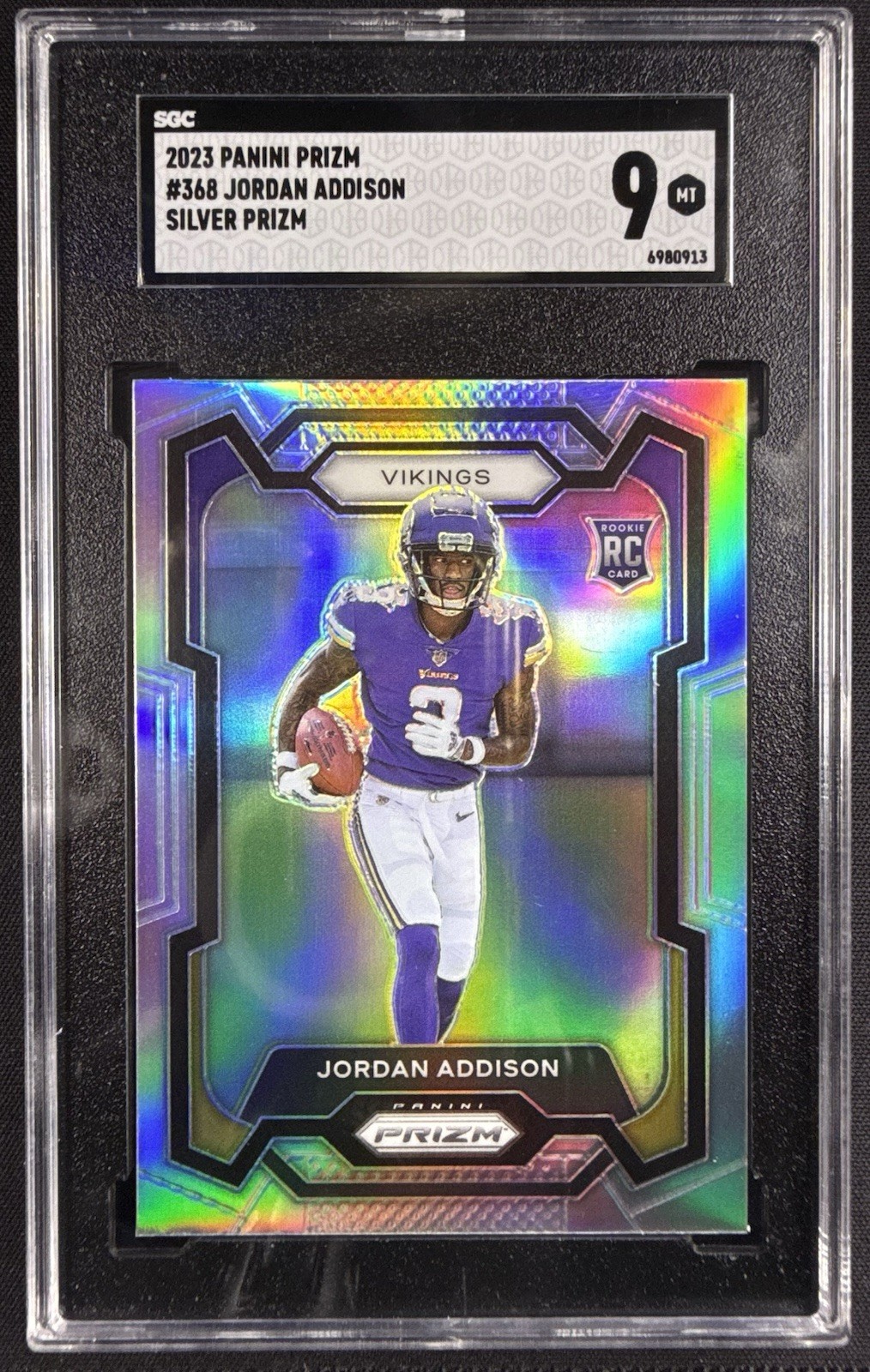 2023 Panini Prizm Jordan Addison Silver Prizm Rookie #368 SGC 9 Minnesota