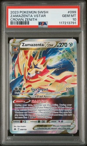 2023 POKEMON SWORD & SHIELD CROWN ZENITH #099 ZAMAZENTA VSTAR PSA 10