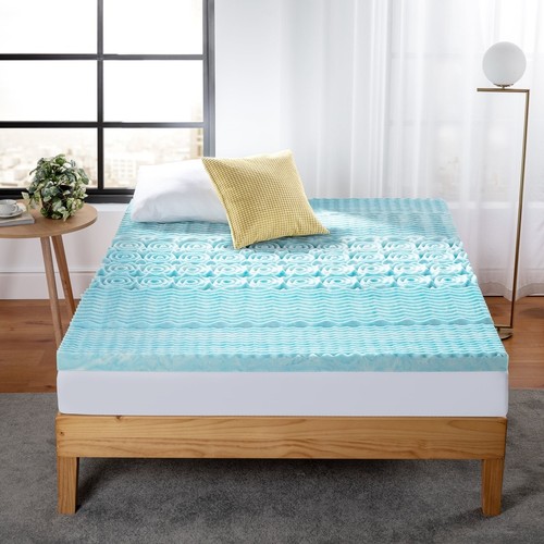 Green Tea Gel Memory Foam Mattress Topper Zoned Support Antimicrobial Comfort US - Picture 32 of 33
